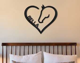 Wooden Horse Heart Sign, Wooden Horse Décor, Horse Heart Wood Sign, Horse Love Sign, Gift for Horse Lover, Pony Lover Sign, Equestrian Decor