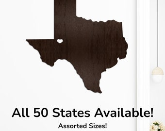 State Sign Cutout With Heart, Housewarming Gift, Wall Decor, Wooden State Cutout, Wood State Sign, US States, State Cutout, Crafts