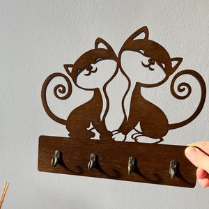 Cute Cat Key Holder for Wall, Pop up Cat Coat Hooks, Creative Bear Key Rack for Wall, Hanging Wall Cat Key Organizer, Kawaii Animal Key Hook