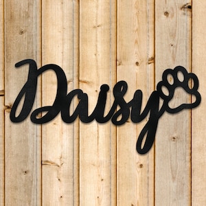 Nombre de mascota de madera personalizado con pata, decoración de madera personalizada para perro, letrero con nombre de gato, regalo para mamá perro, regalo conmemorativo para la pérdida de una mascota.