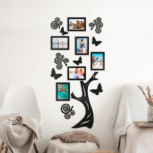 Large family tree frame Personalized picture frame collage Custom family tree gift Family tree wall decor Engraved photo frame collage
