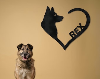 Personalized Wooden Dog Heart Custom Wooden Dog Décor Dog Name Sign Gift for Dog Mom German Shepherd Sign Pet Loss Gift Dog Memorial Gift