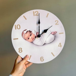 Personalised Photo Wall Clock, Custom Printed Analogue Clock, Home/Office Gift for Him/Her, Keepsake/Memento Images, Housewarming Gift