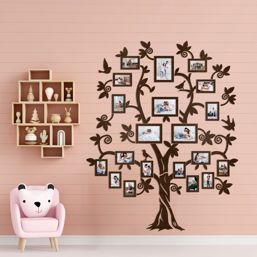 Child Room Family Tree With Photoframes, Custom Kindergarten Photo ...
