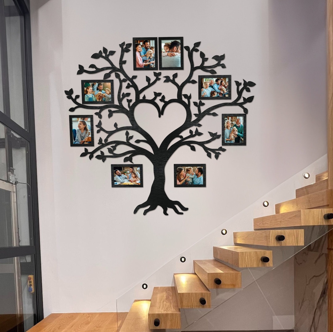 Staircase Family Tree Wall Decor, Tree Wall Decor, Big Wooden Family