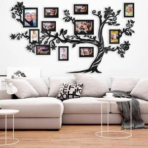 Personalized Family Tree Frame | Custom Surname Wall Art | Wooden Photo Display | Slavic Heritage Decor | Large Collage Art