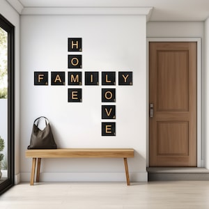 Entryway Wall Decor, Hallway Decor, Scrabble Wall Art, Wood Scrabble Letters, Personalized Scrabble Tiles, Wall Art, Housewarming Gift