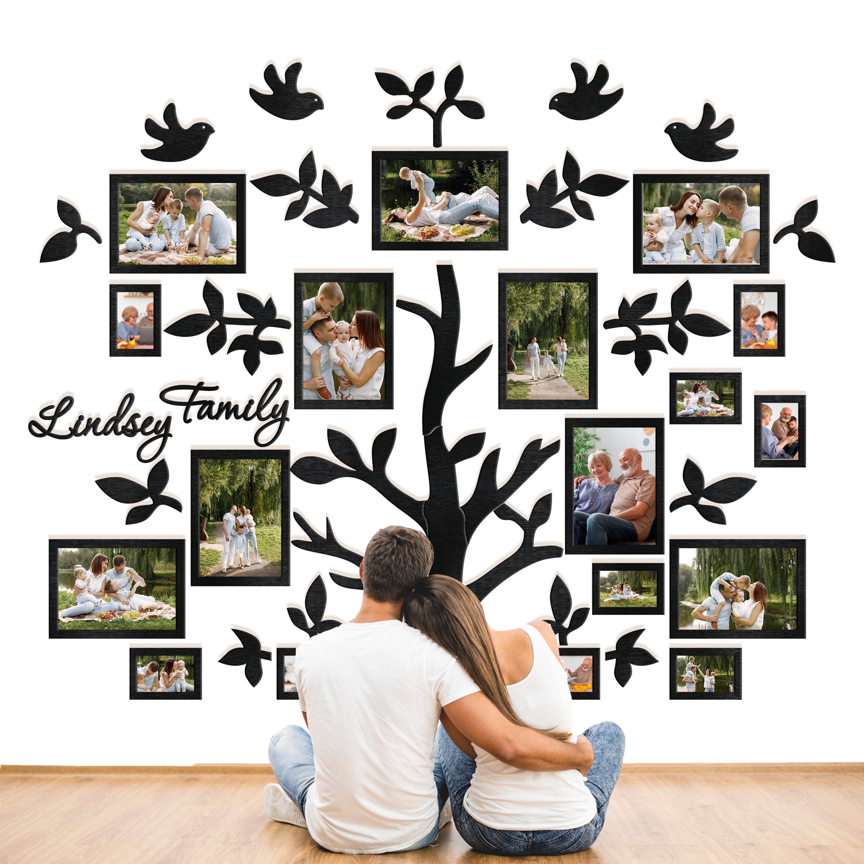 Big Wall Frame Family Tree Custom Family Tree With Frames Etsy