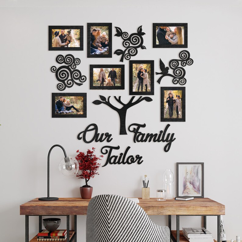 Custom Wooden Family Tree With Frames Personalizable Family Etsy