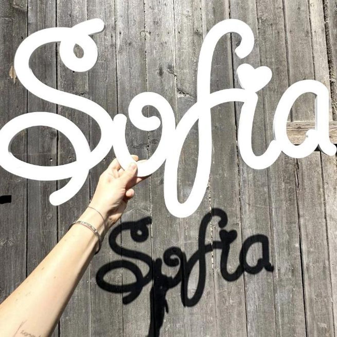 Personalized Wooden Name Sign – Custom Script Wall Decor for Nursery ...