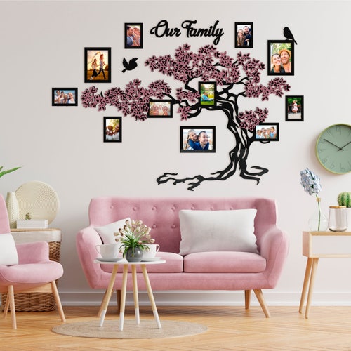 Wooden Family Tree With Frames / Wall Decorations for Living Etsy