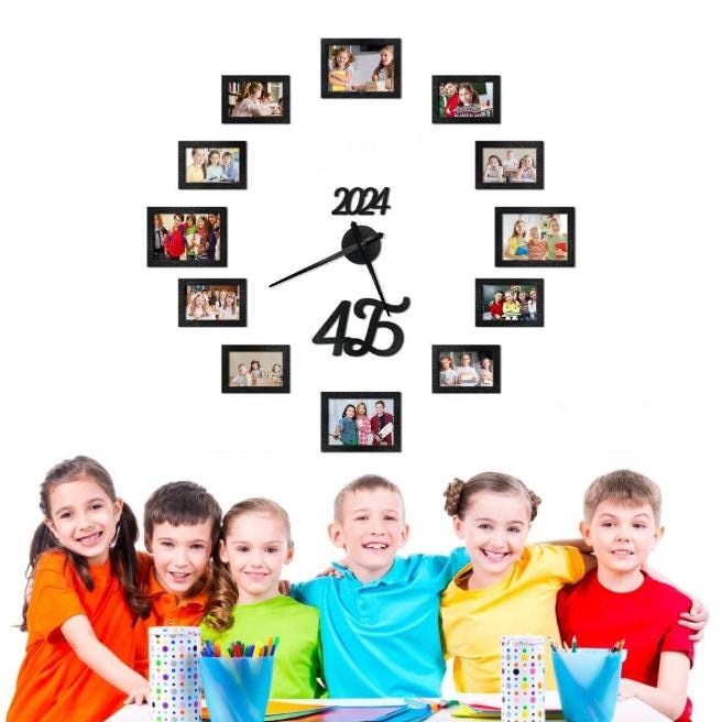 Personalized Graduation Photo Clock – Wooden Wall Clock With Frames ...
