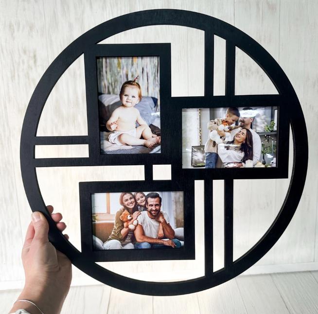 Round Black Photo Frame – Minimalist Loft Wall Art, Geometric Circle ...
