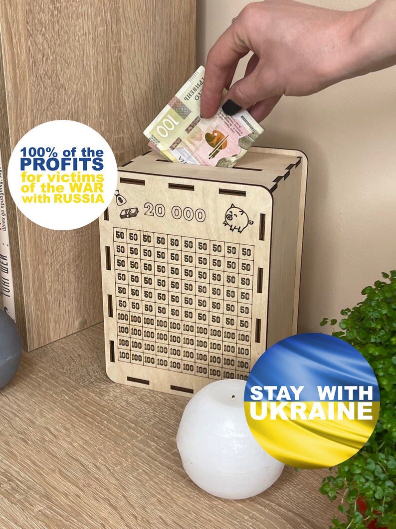 Wooden piggy bank for 20 000, Money Box, TikTok Numberbox, Piggy Bank Nursery Décor, Gift box for money, money bank wood image 2