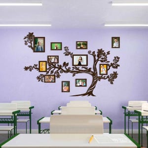 Personalized Wooden Family Tree Frame | Rustic Wall Photo Collage | Multi Frame American Home Decor | Custom Wall Art Gift