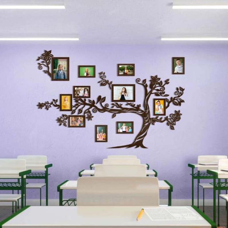 Personalized Wooden Family Tree Frame | Rustic Wall Photo Collage ...