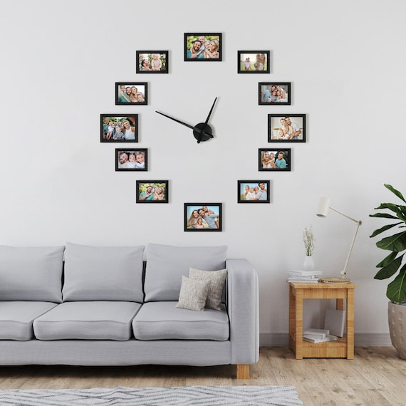 Reloj de pared con marcos de fotos deals