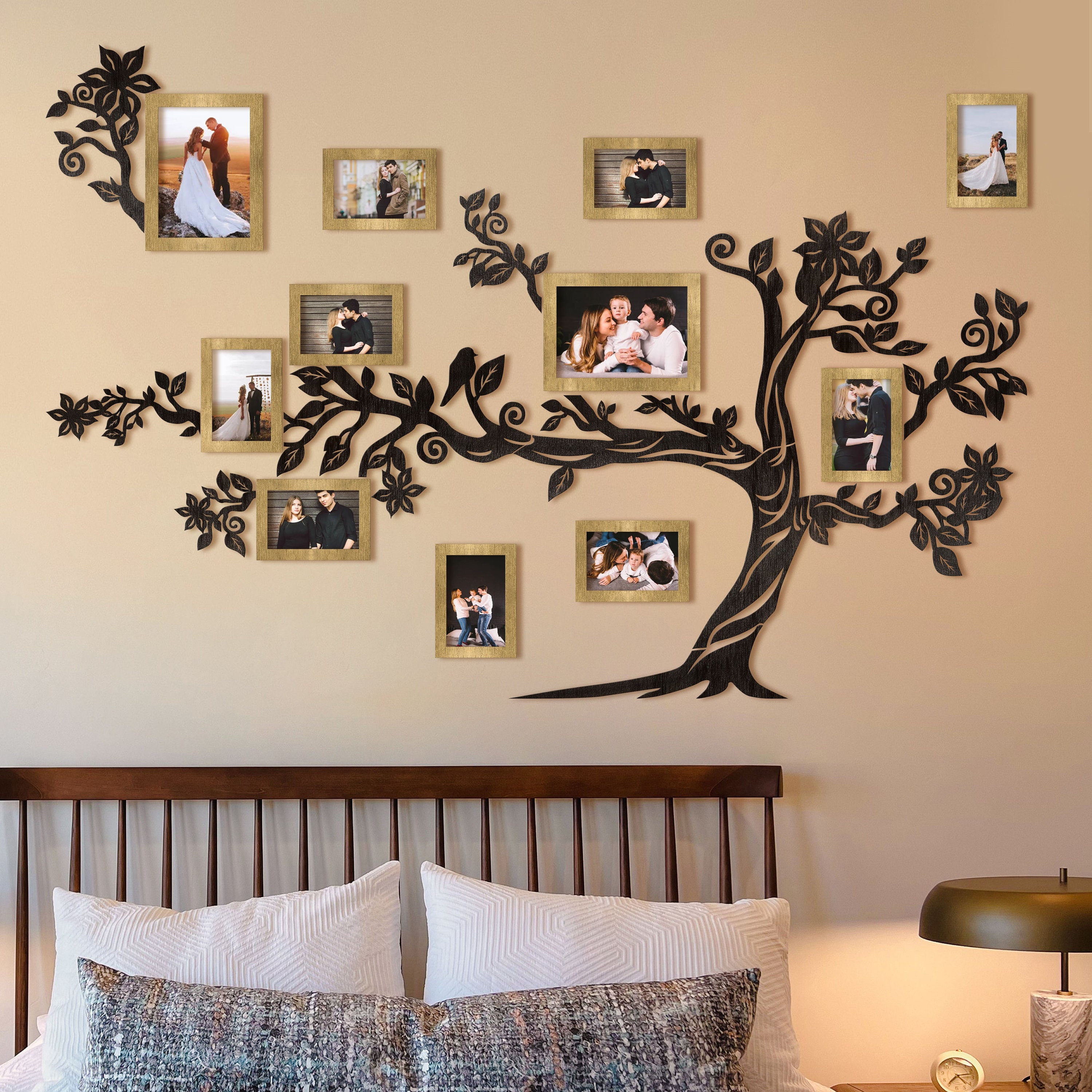 Family Tree Wooden Wall Art, Wall Decor, Include 14 Frame, Extra Large ...