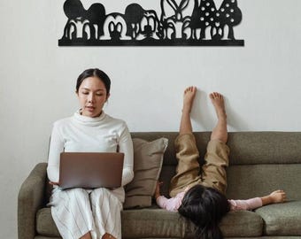 ミッキーとミニーマウスの壁飾り、子供部屋用、レーザーカット用