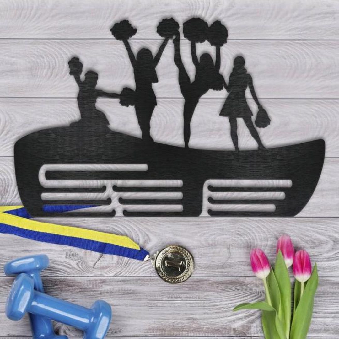 Cheer Baton Rack Cheer Medal Hanger – Wooden Wall Medal Display Rack for Girls, Dance ...