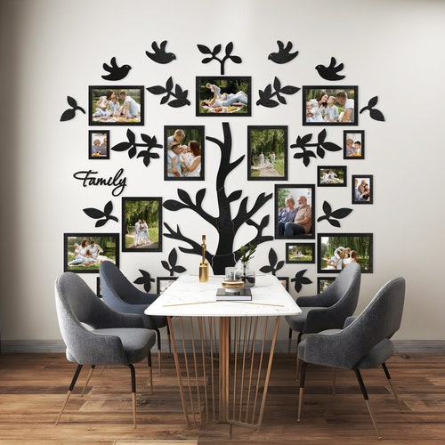 Big Wooden Family Tree With Frames Large Family Tree Wall Etsy Canada