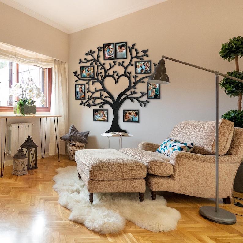 Custom Family Tree With Frame as Heart, Wooden Family Tree With Heart ...