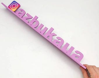 Personalized Wooden Instagram Logo Sign with Stand – Custom Color Printed Desk Display for Business Branding, Office or Shop Decor