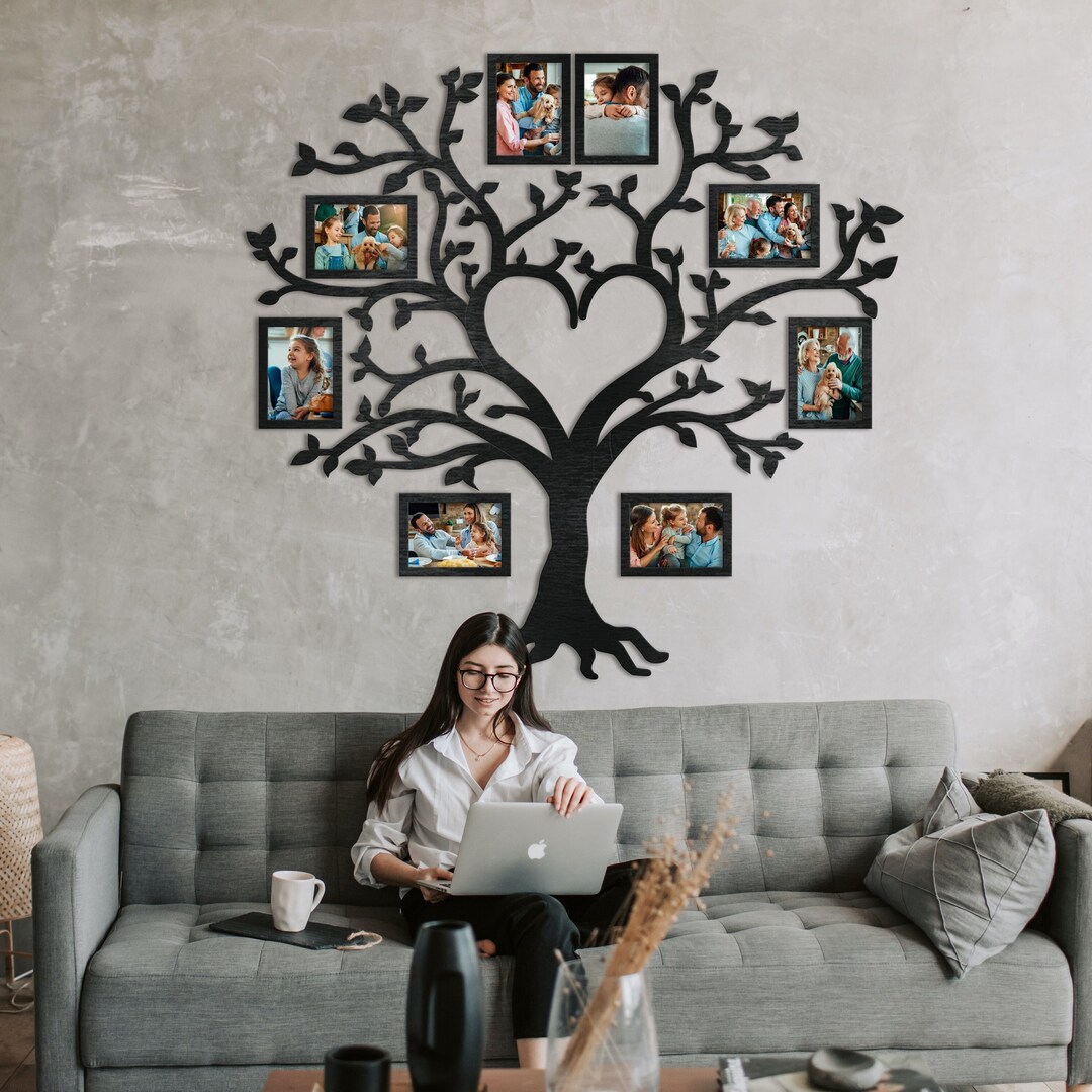 Large Family Tree Wall Art, Custom Family Photo Collage, Family Photos