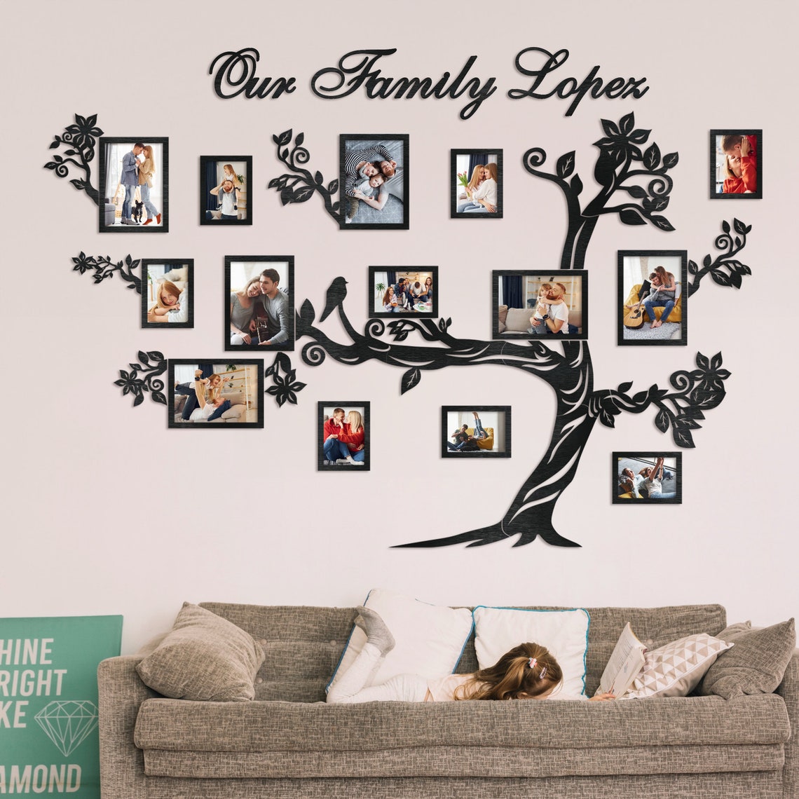 Large Family Tree With Photo Frames, Wall Decorations for Living Room ...