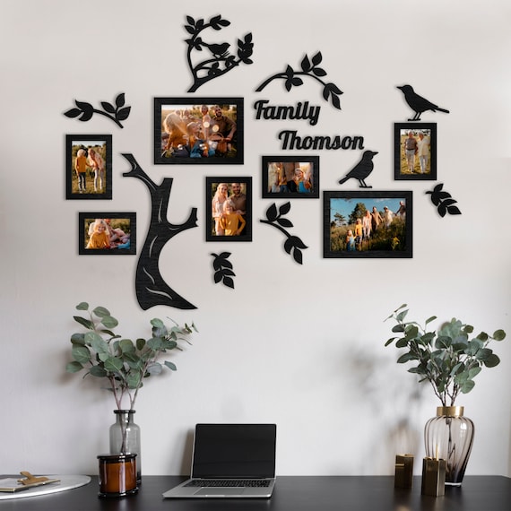 Custom Wooden Family Tree With Frames Family Tree Wall Art Wood