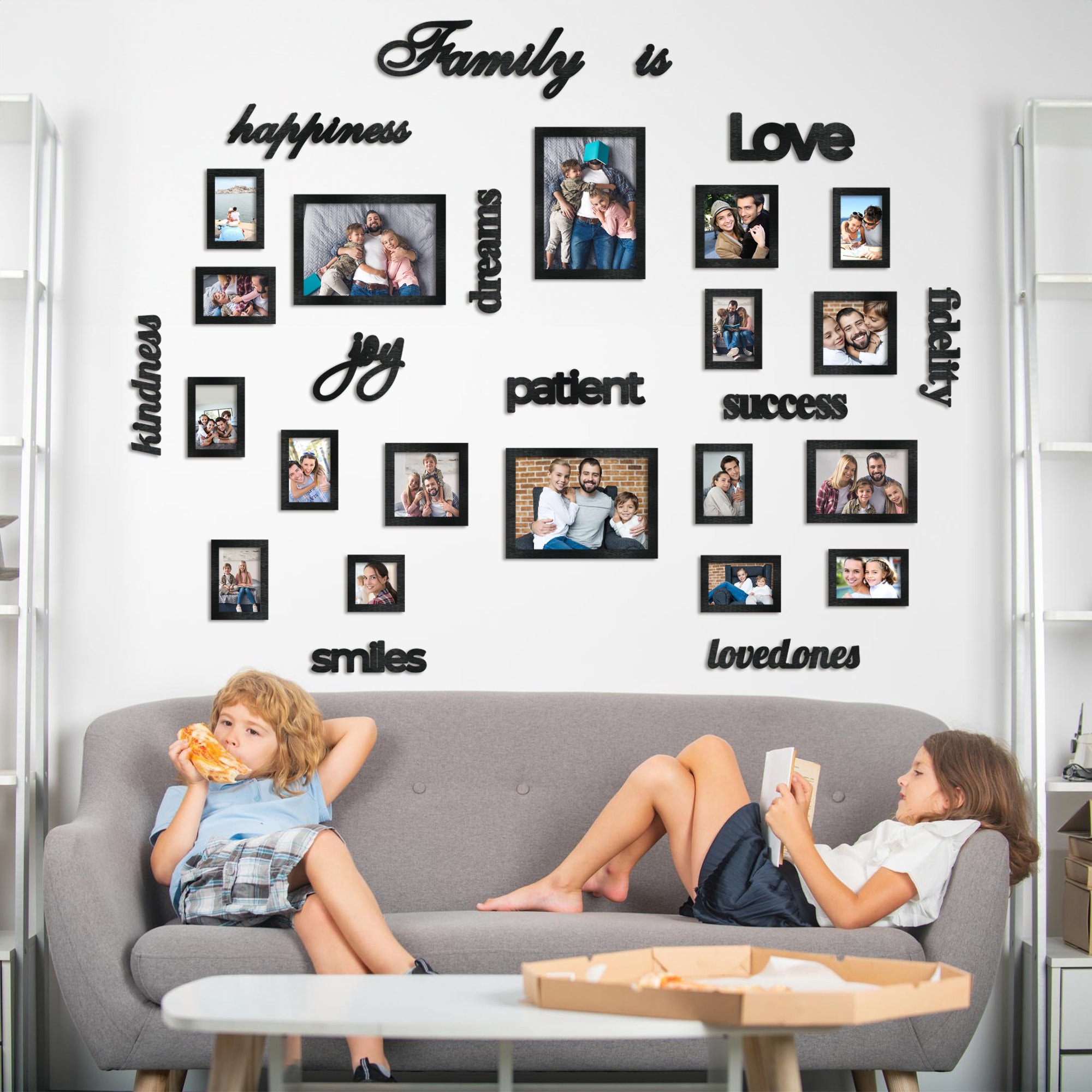 Large Family Wall Collage Frame – Birch Plywood Photo Display, Modern ...
