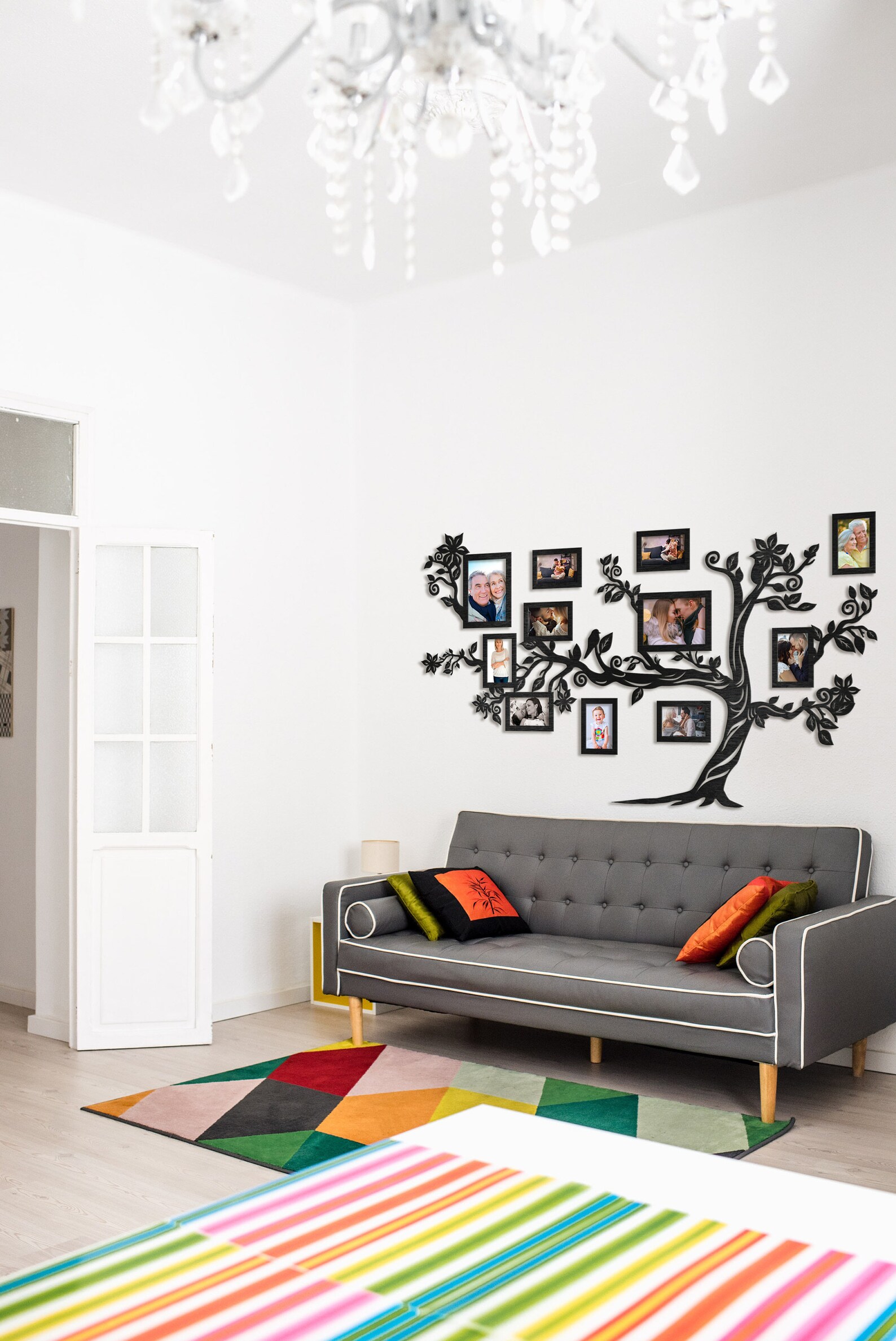 Wooden Family Tree With Frames, Wall Decorations for Living Room ...