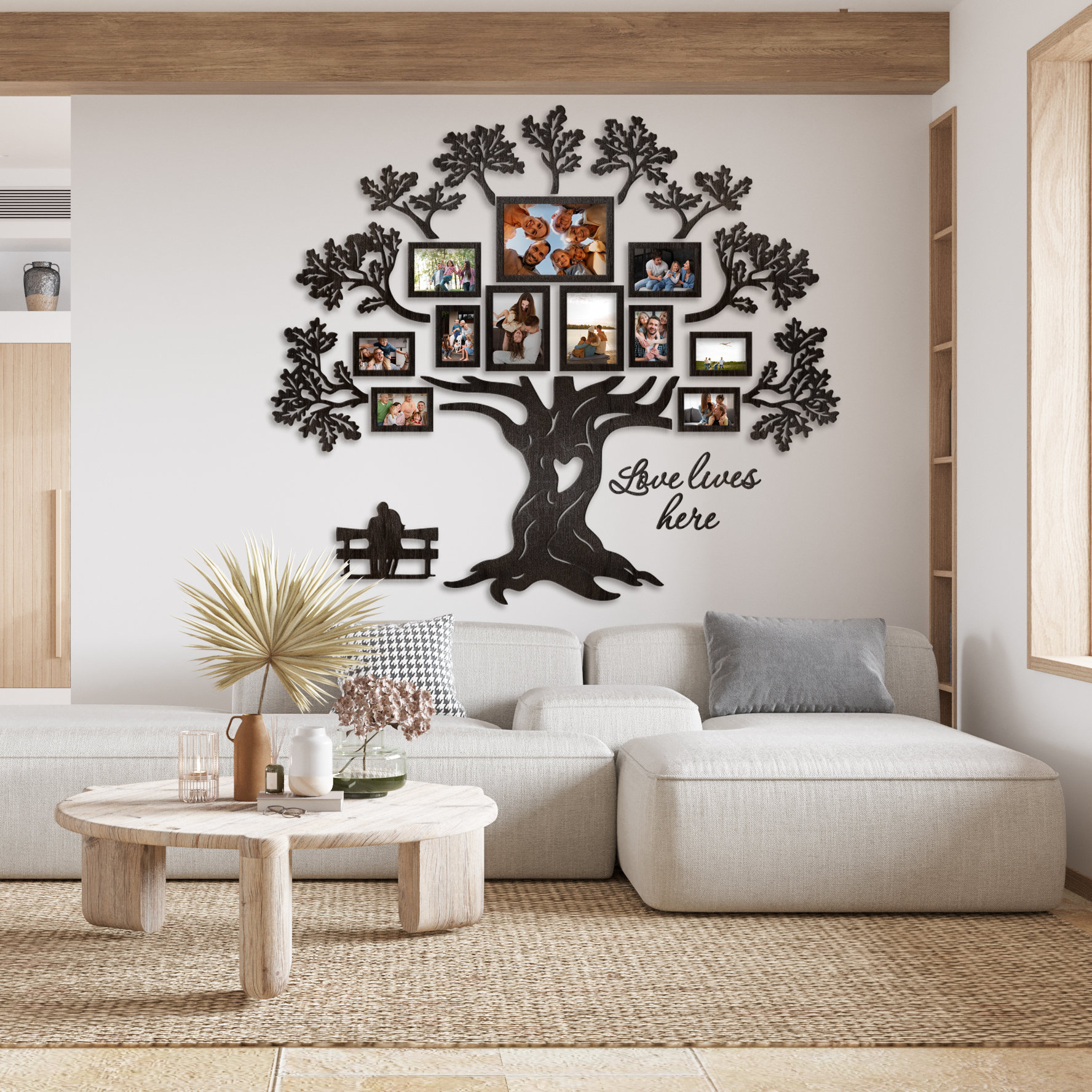 Photo Tree Frame Tree Wall Decor, Family Tree Wall Art, Wooden Family Tree With Photo ...