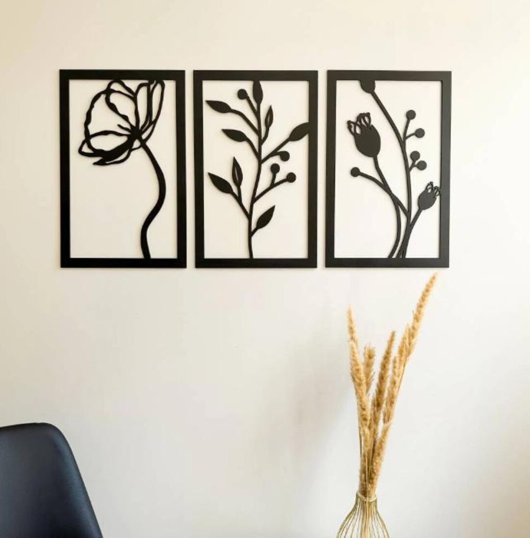 Laser Cut Wooden Floral Wall Panel – Eco Friendly Botanical