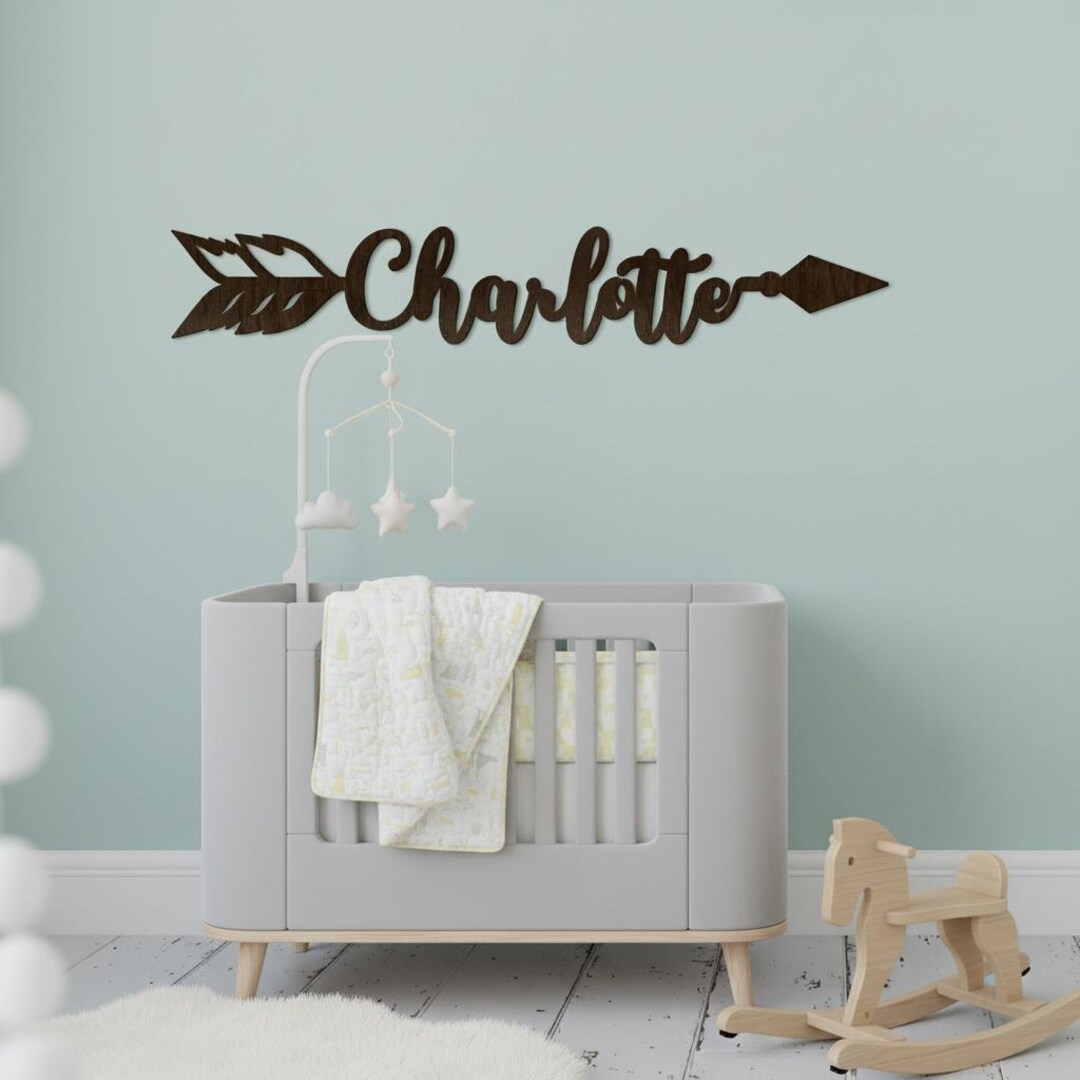 Personalized Wooden Name Sign for Nursery – Custom Script Wall Decor ...