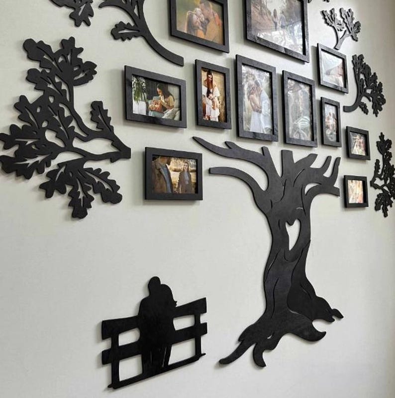 Personalized Oak Family Tree Frame – Wooden Photo Collage Wall Art ...