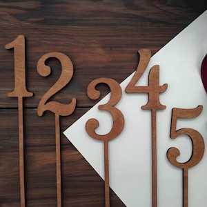 Wooden Table Numbers for Wedding, Rustic Eco Table Signs, Laser Cut Natural Wood Decor, Boho Minimalist Reception Markers
