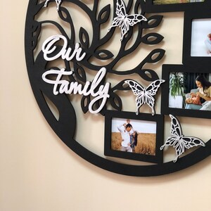 Custom photo frame, Life Wall Art, Round Frame Collage for Family, Family Wood Tree With Photo Frame in Circle, Wall decor Frame image 3
