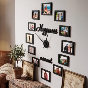Grote klok met fotolijst, fotolijst voor het hele gezin, grote wandklok met fotolijst, houten doe-het-zelf wandklok voor het hele gezin, klok met fotolijst voor het hele gezin afbeelding 17