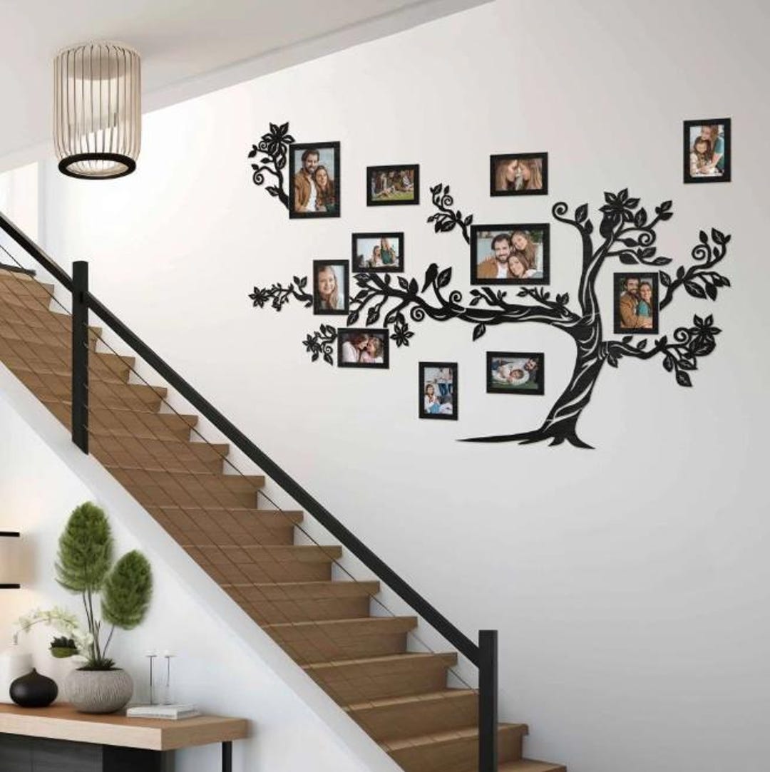 Personalized Family Tree Frame Wall Art – Wooden Photo Collage With ...