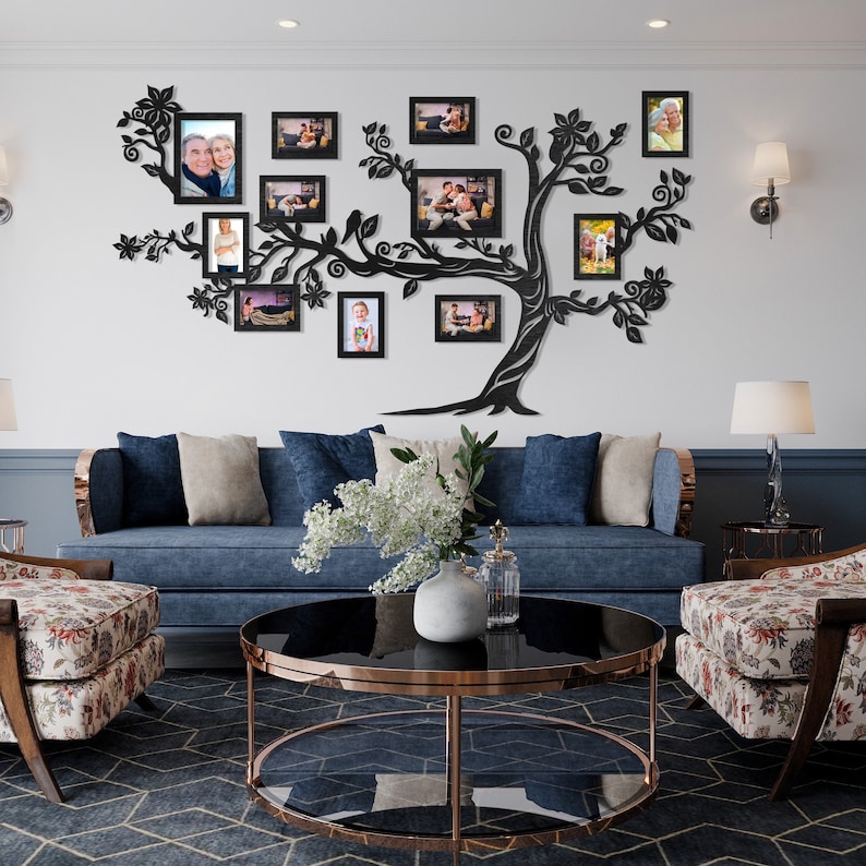 Wooden Family Tree With Frames / Wall Decorations for Living Etsy