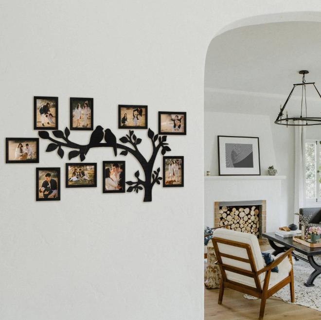 Personalized Family Tree Frame Wall Art – Black Wood Multi Photo ...