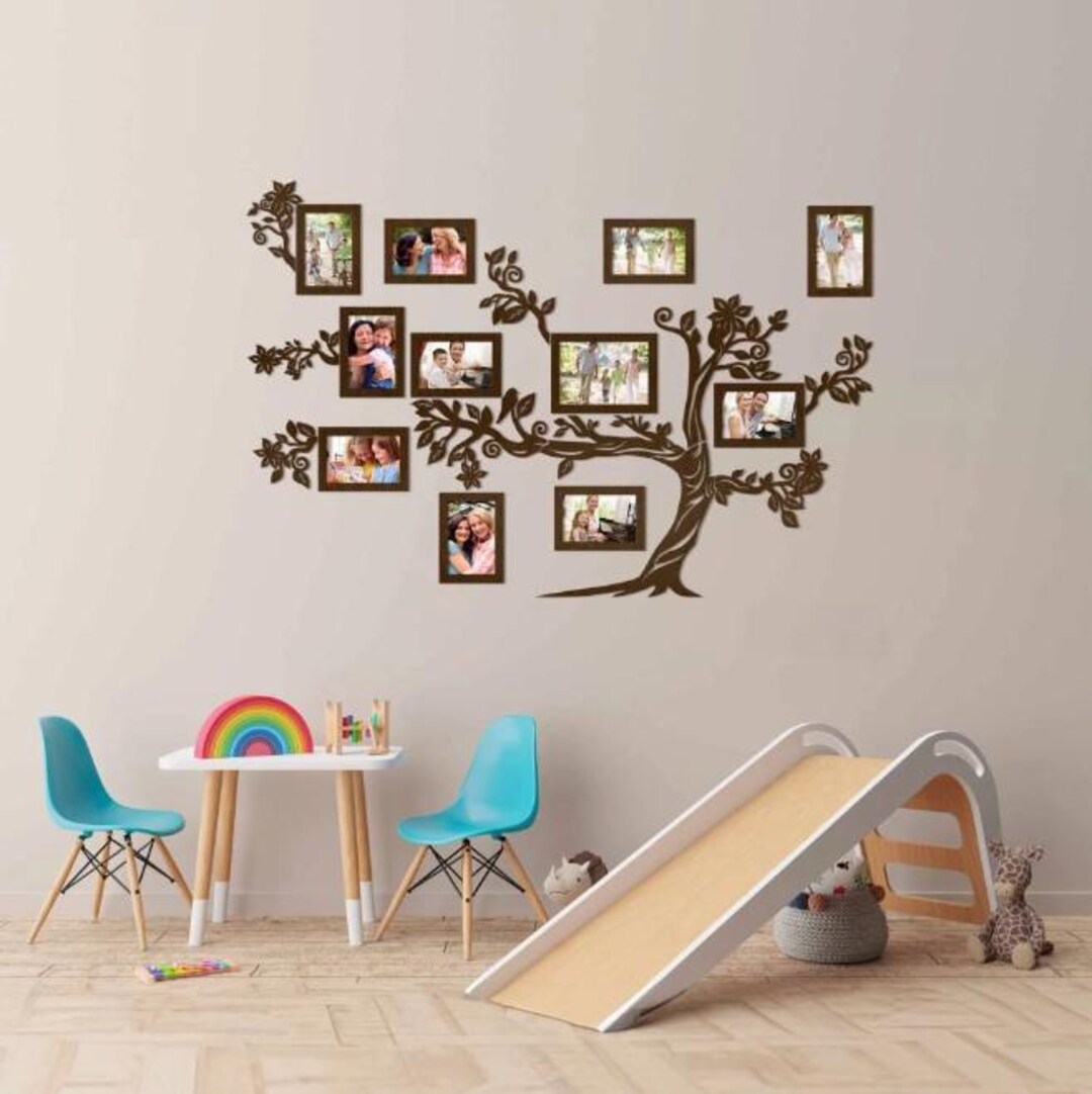 Personalized Family Tree Frame Wall Art | Multi Photo Display | Wooden ...