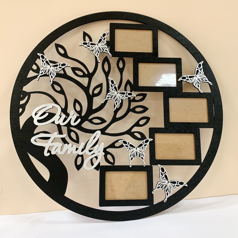 Custom photo frame, Life Wall Art, Round Frame Collage for Family, Family Wood Tree With Photo Frame in Circle, Wall decor Frame image 7
