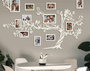 Marco de árbol genealógico personalizado / Collage de fotos de pared de madera para padres / Regalo sentimental de cumpleaños o aniversario, decoración del hogar