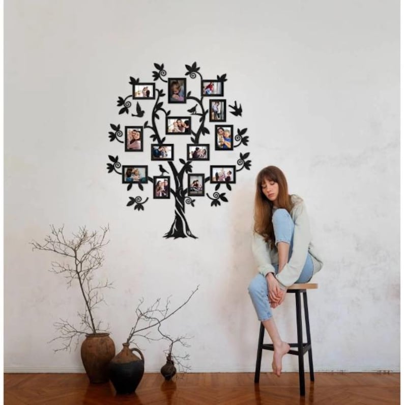 Personalized Wooden Family Tree Wall Art | Multi Frame Photo Collage ...