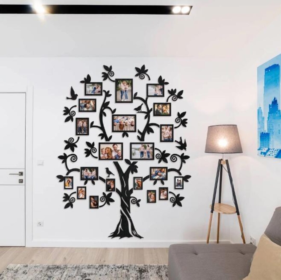 Personalized Family Tree Frame Wall Art | Vinyl Photo Display | Custom ...