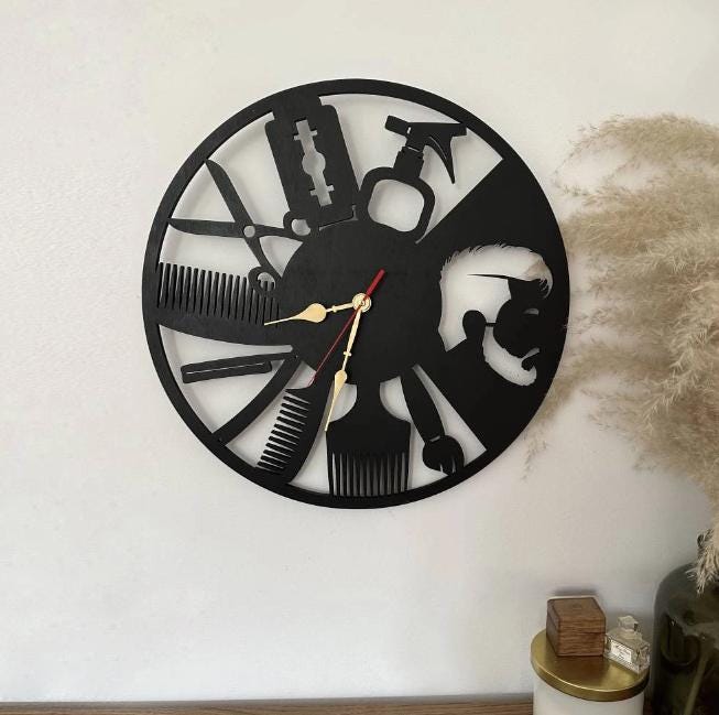 Stylische Friseurstuhl-Tischuhr Als Barber-Geschenk – Schwarz, 10,4 X 21,8 Cm, Leise & Dekorativ