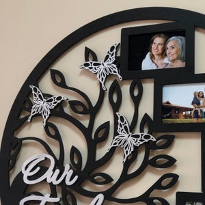 Custom photo frame, Life Wall Art, Round Frame Collage for Family, Family Wood Tree With Photo Frame in Circle, Wall decor Frame image 6