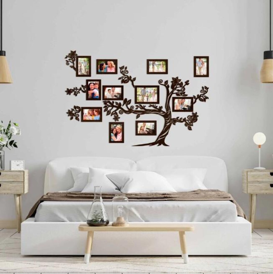 Wooden Family Tree Frame Wall Art – Multi Photo Collage, Custom Sizes ...
